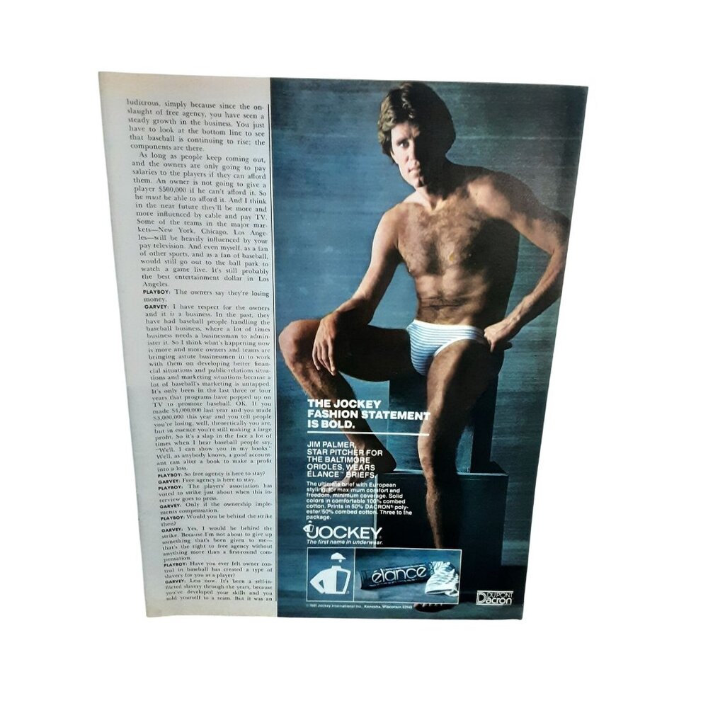 1981 Jockey Jim Palmer Underwear Ad Vintage Elance Briefs MLB Print Poster